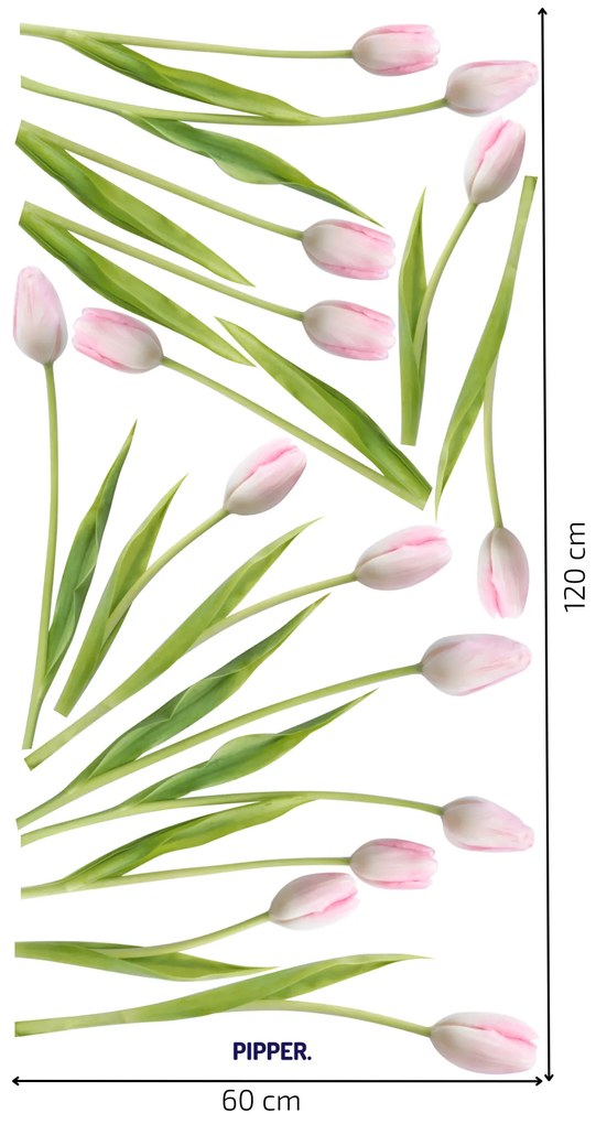 PIPPER. Textilná nálepka na stenu "Tulipány 2"