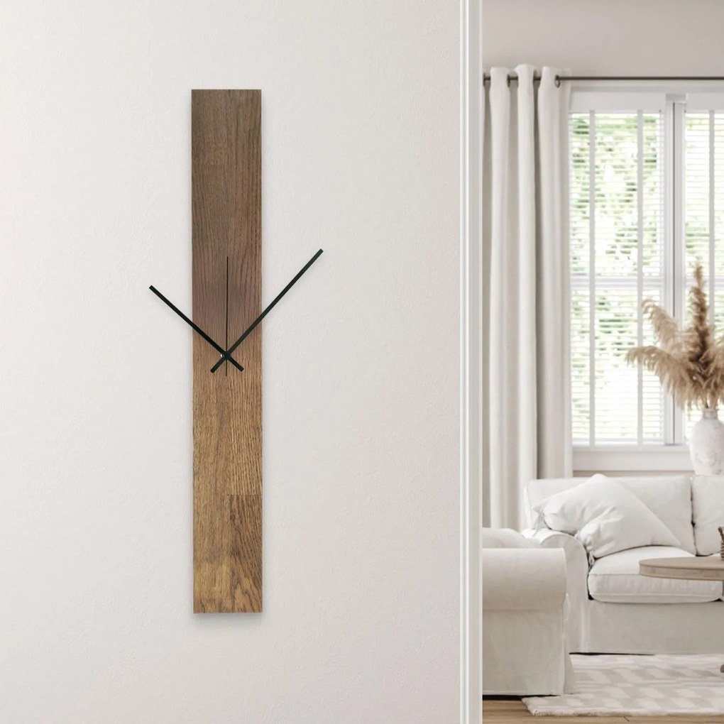 SENTOP | Elegantné drevené nástenné hodiny čierny  I SENTOP MAS019-TERRA-SILVER-60x8 analógové