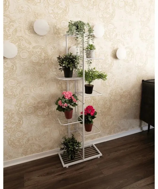 Kondela Kovový stojan na kvety, biely kov, BAMIR TYP 2