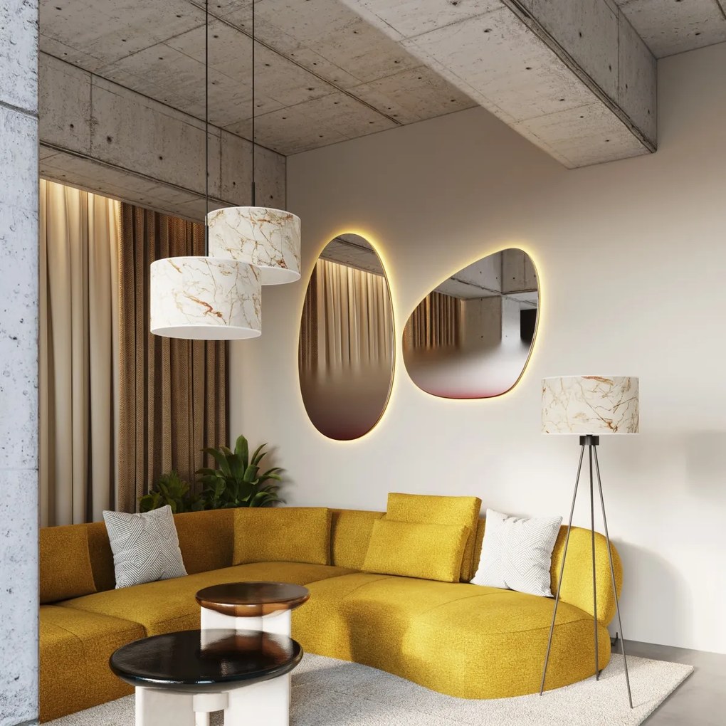 Stojacia lampa Nevia, 1x textilné tienidlo so vzorom, b