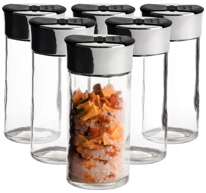 Orion Sada 6ks kořenek, skleněné, s černým víčkem a sypátkem, 6 x 100ml SPICE BLACK