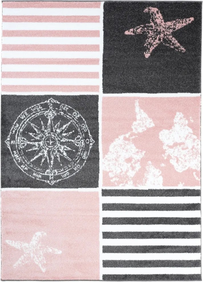 Detský kusový koberec Kompas ružový, Velikosti 120x170cm