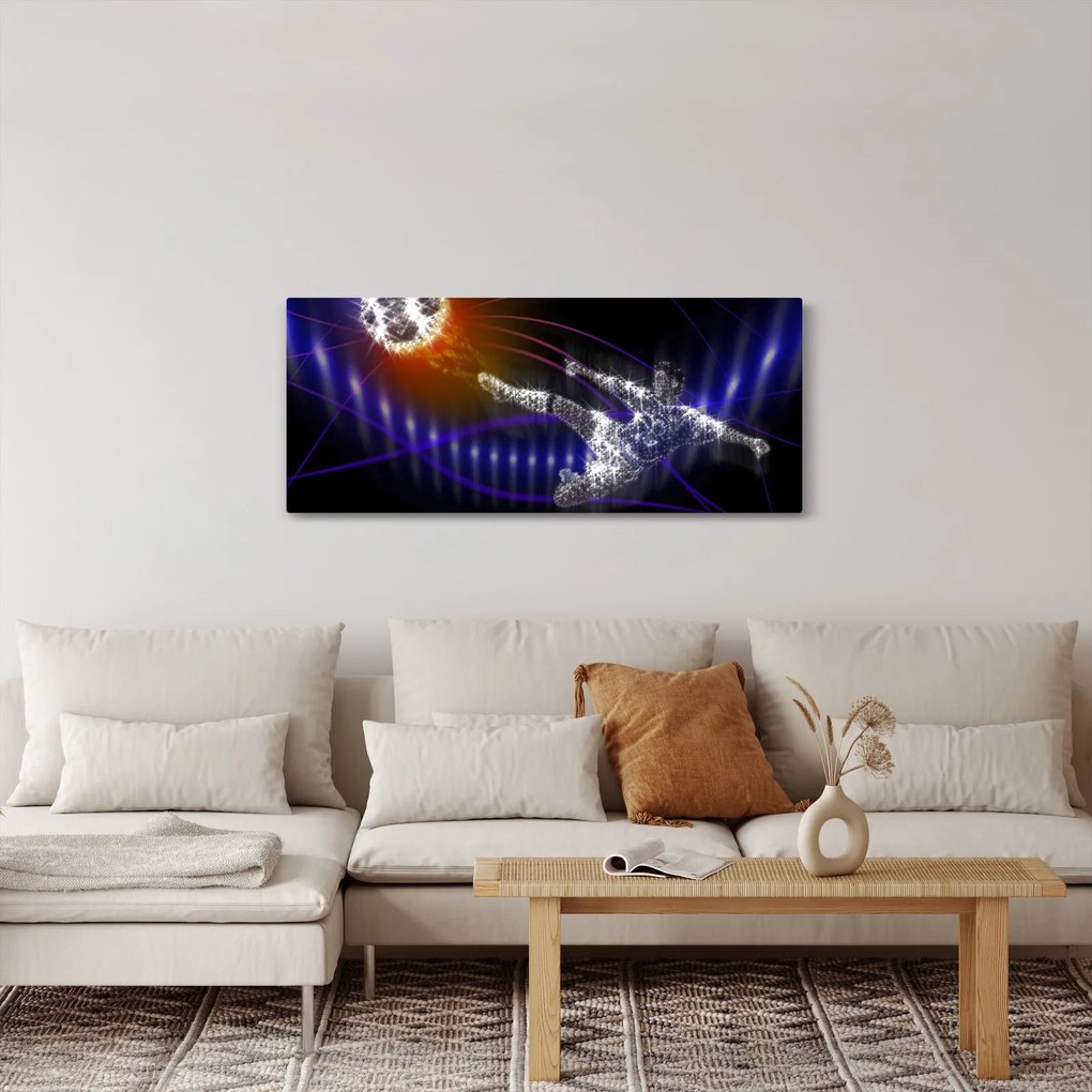 Obraz futbalistu v skoku (120x50 cm)