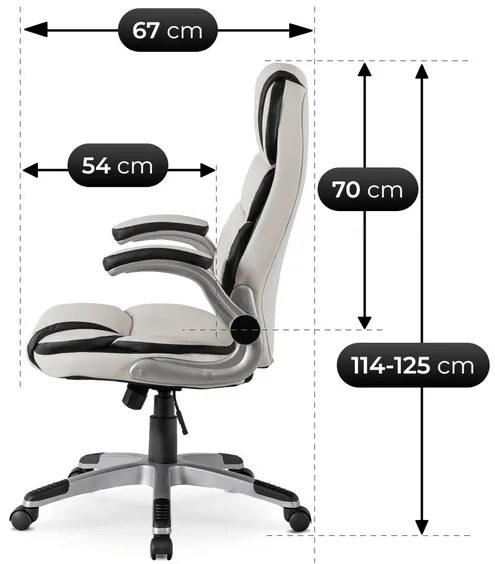 Vintino kancelárska otočná kožená stolička RONALD biela