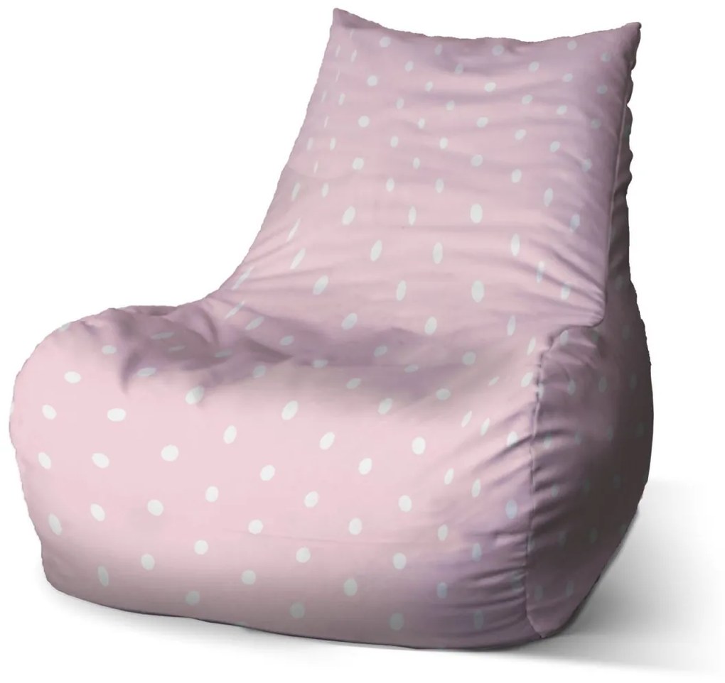 Sablio Sedací vak Bean Biele bodky na ružovej - 100 x 90 x 45 cm