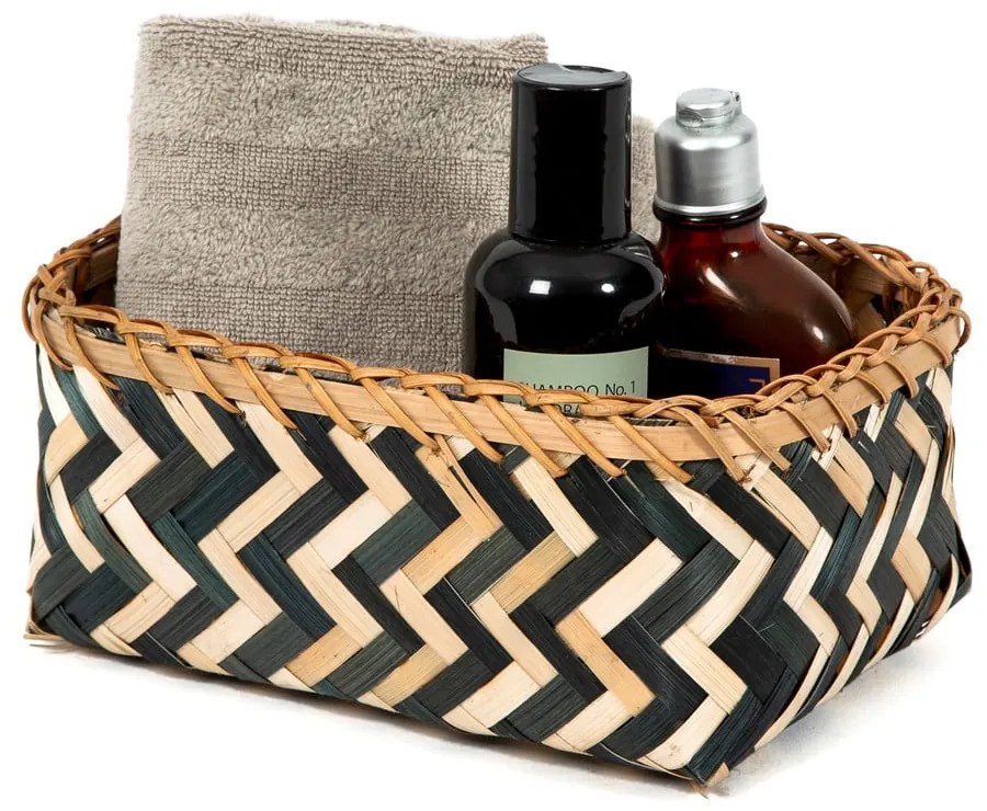 Súprava 3 úložných bambusových košíkov Compactor Natural And Black Bamboo