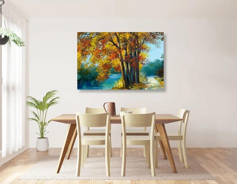 Obraz maľované stromy vo farbách jesene - 120x80