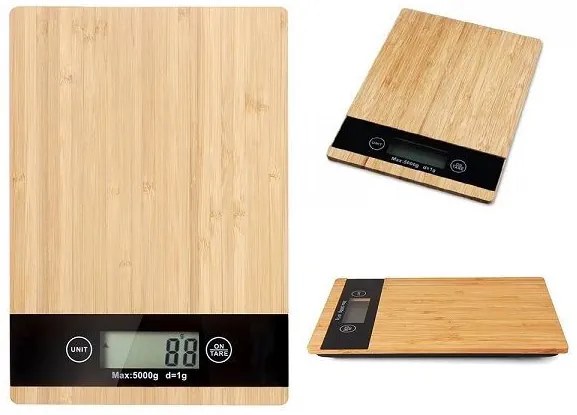 APT AG51N Bambusová kuchynská váha 5kg LCD 23x16cm