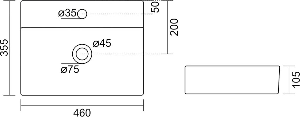 Aqualine Aqualine, SOYO keramické umývadlo 46x36cm, biela, NP465