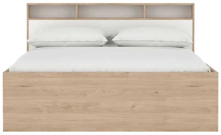 Dvojlôžková posteľ v dekore duba s úložným priestorom bez roštu 160x200 cm v prírodnej farbe Ikast – Tvilum