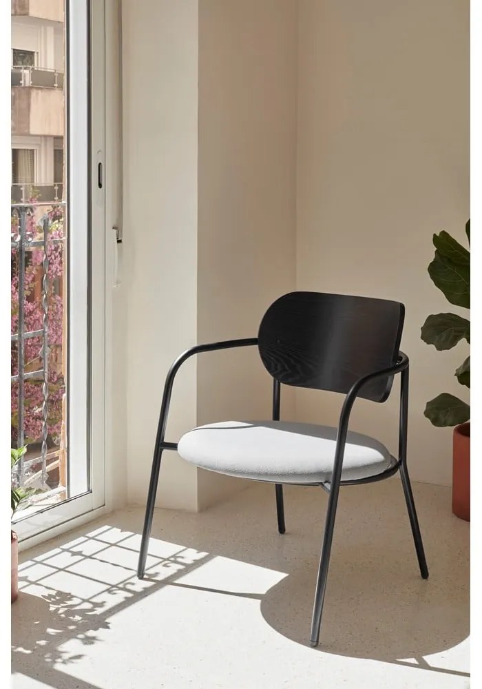 Čierno-sivé kreslo v dekore jaseňa Eclipse - Teulat