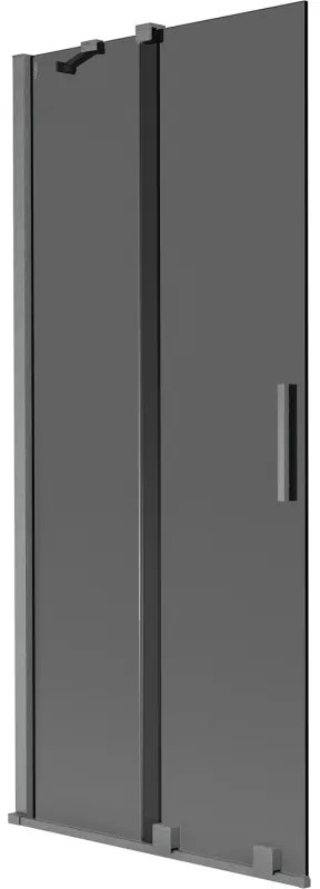 Mexen Velar, 2-krídlová posuvná vaňová zástena 85 x 150 cm, 8mm šedé sklo, grafit brúsený, 896-085-000-41-66