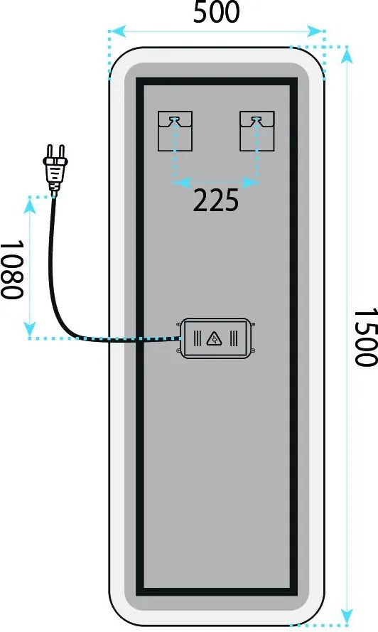 Rea MOL-SQ, vysoké LED zrkadlo, 150 × 50 cm, HOM-01527