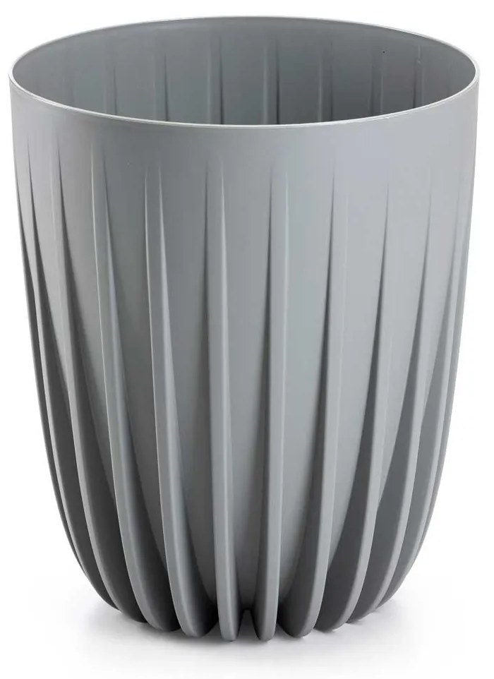 PLASTOVÝ KVETINÁČ STRIPPED 19X22,5 CM SIVÁ