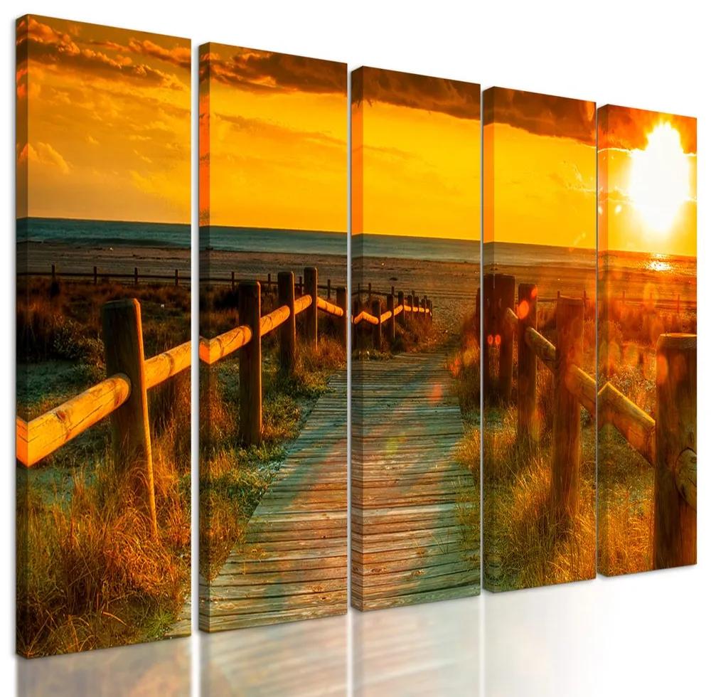 5-dielny obraz západ slnka na Kalifornskej pláži