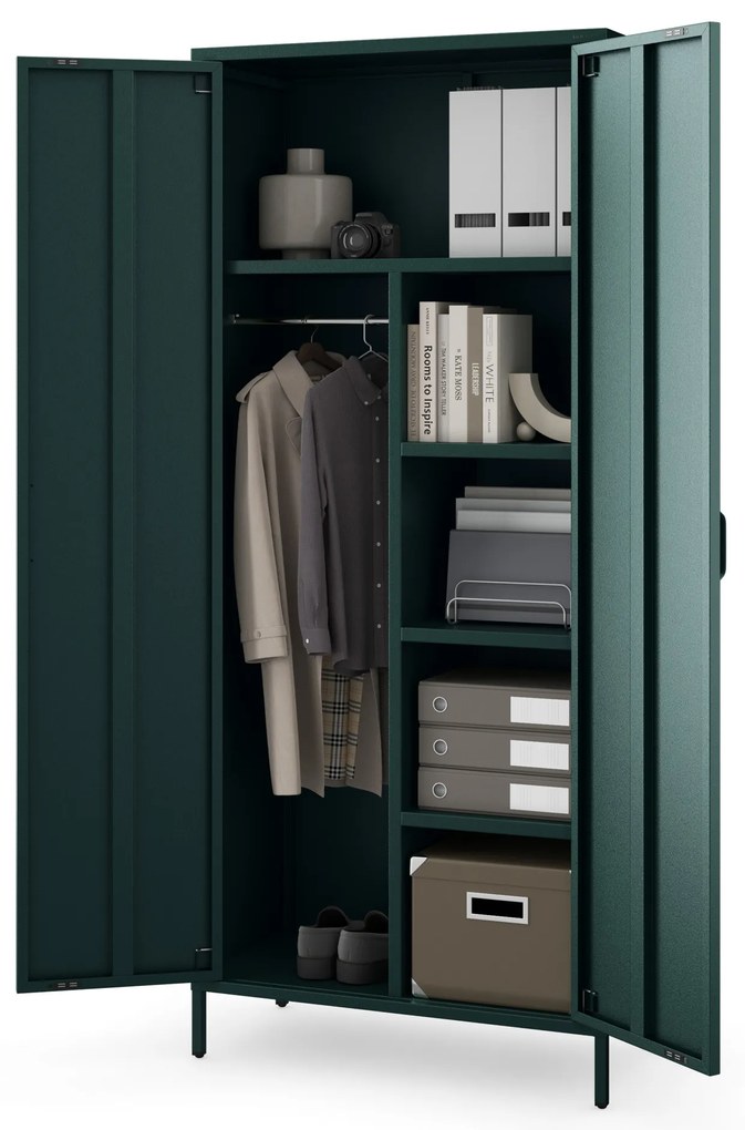 Šatníková skriňa FLAVIO, 800 x 1850 x 450 mm, Modern: fľaškovo zelená farba