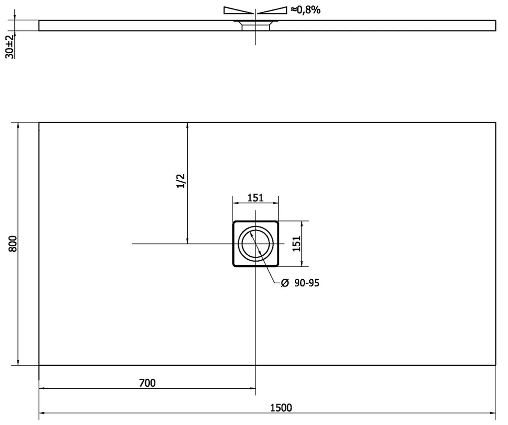 Polysan Polysan, FLEXIA sprchová vanička z liateho mramoru s možnosťou úpravy rozmeru 150x80x3cm, 72901