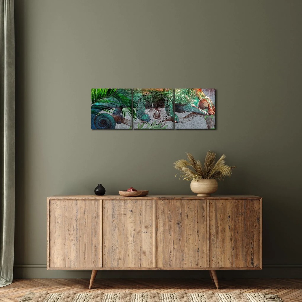Obraz - Chameleon (s hodinami) (90x30 cm)