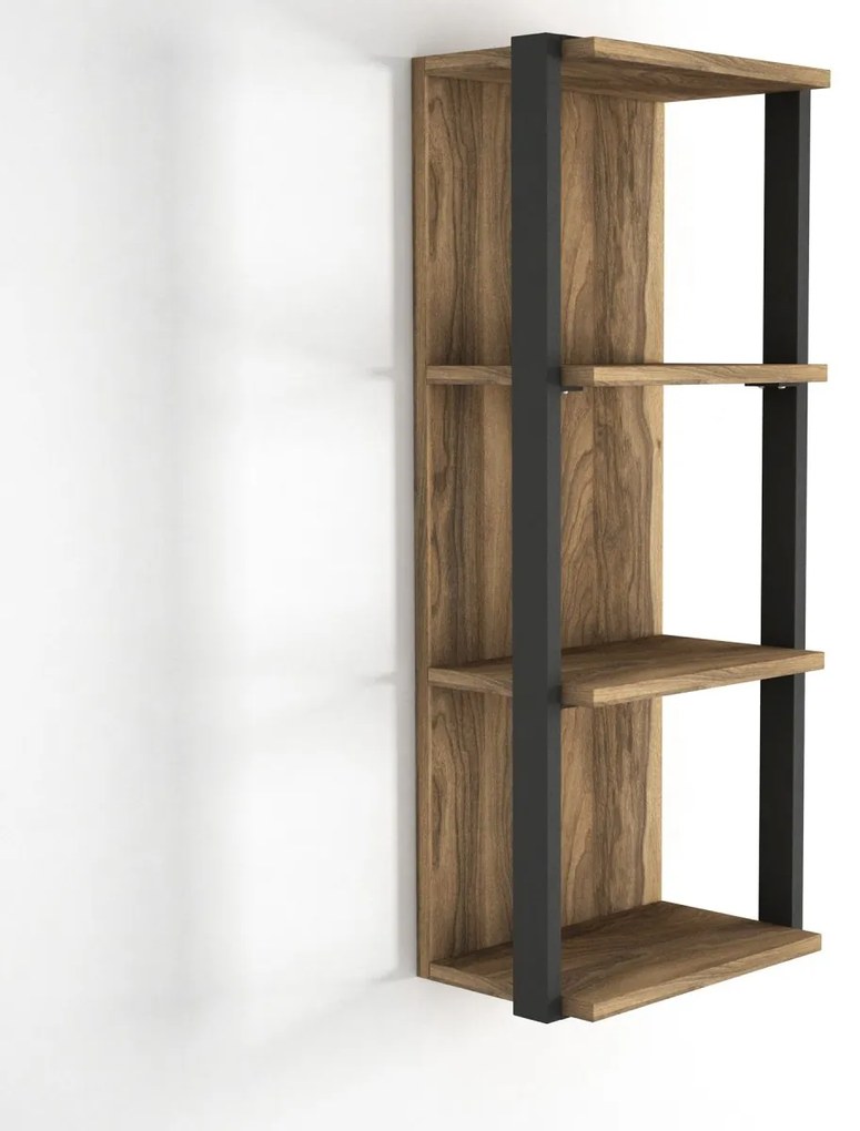 Nástenná polica Lost orech/čierna