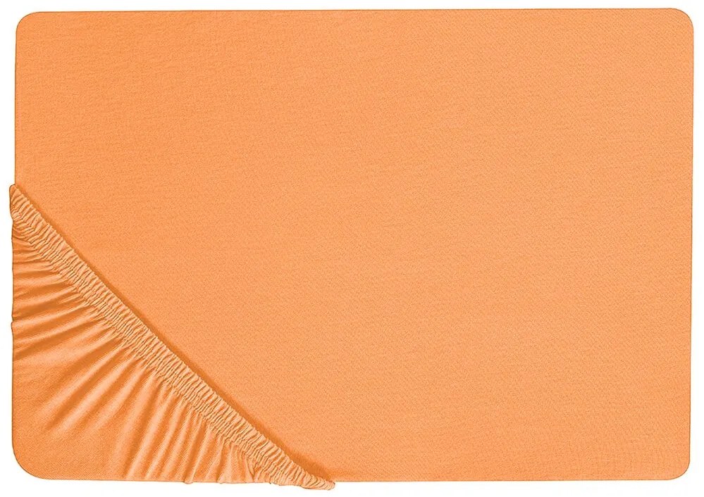 Bavlnená posteľná plachta 140 x 200 cm oranžová JANBU Beliani