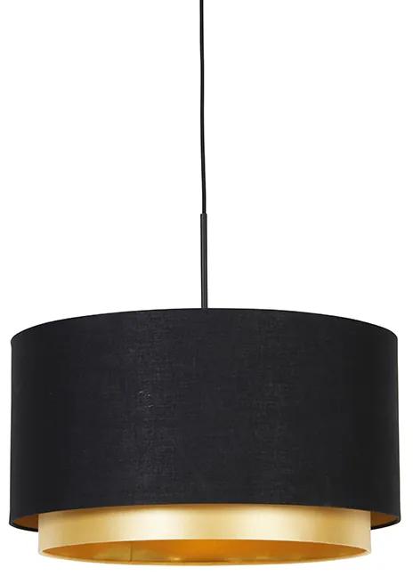 Moderná závesná lampa čierna so zlatým duálnym tienidlom 47 cm - Combi