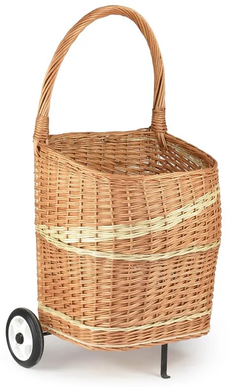 Kôš na drevo prútený na kolieskach Ramo V.š. 48 x hl. 40 x výška koše 55 / výška s rukojeti 104(cm)