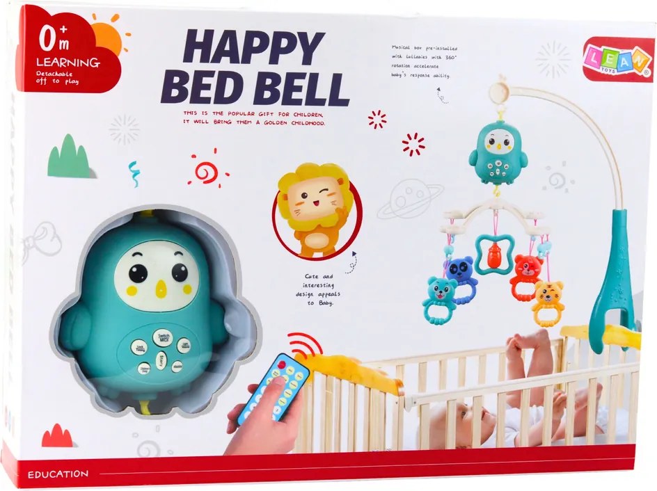 LEAN Toys Modré medvedíky - detský kolotoč s hrkálkou