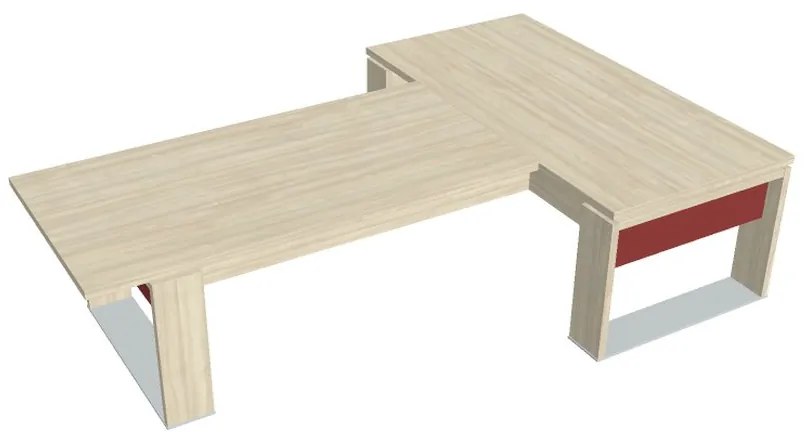 Stôl Verno+ S 200 x 300 cm s rokovacím prvkom, agát / červená