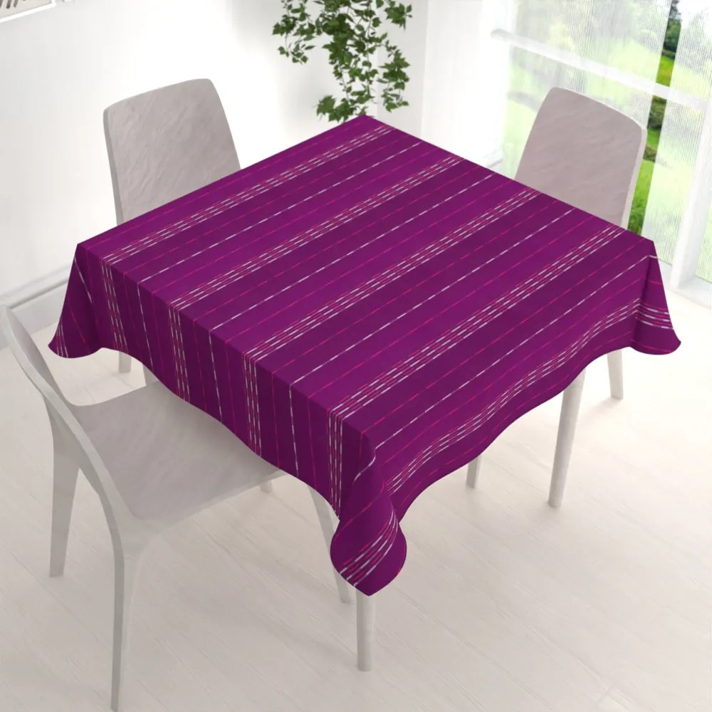 Biante Bavlnený štvorcový obrus Olivia OL-002 Pásiky na fialovom 130x130 cm