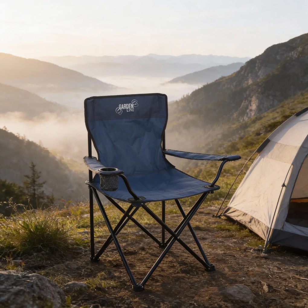 Garden Line SKLADACIA TURISTICKÁ/RYBÁRSKA STOLIČKA, MODRÁ, 50x50x80 cm *7150