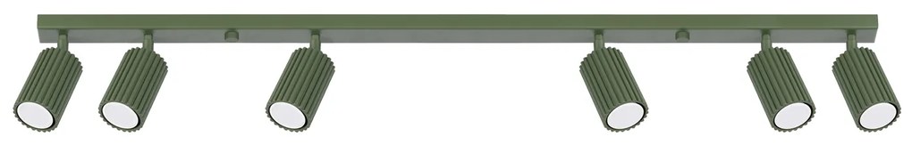 Bodové svietidlo Karbon, 6x olivovo zelené kovové tienidlo, (možnosť polohovania)