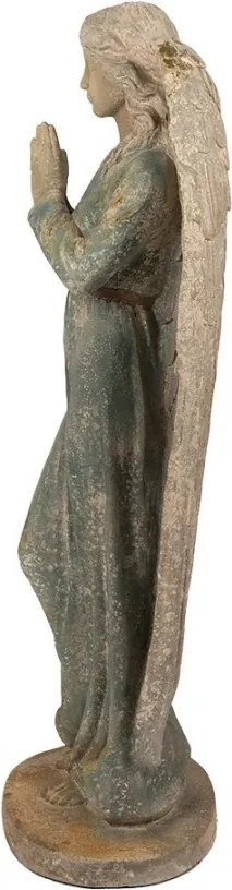 Béžovo-zelená keramická dekorácia socha anjela Angel Baroque - 41*45*65 cm