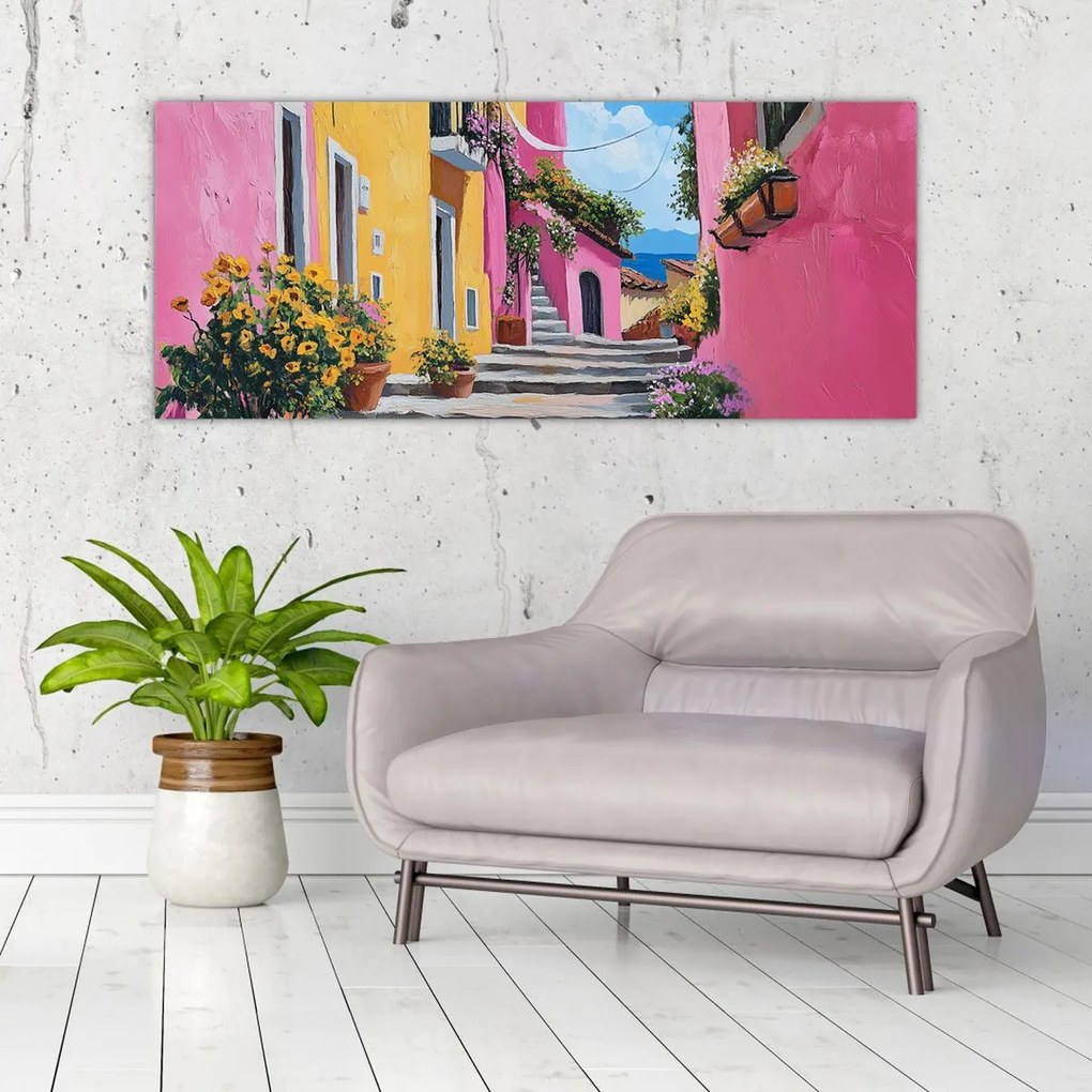 Obraz - Ružová ulička (120x50 cm)