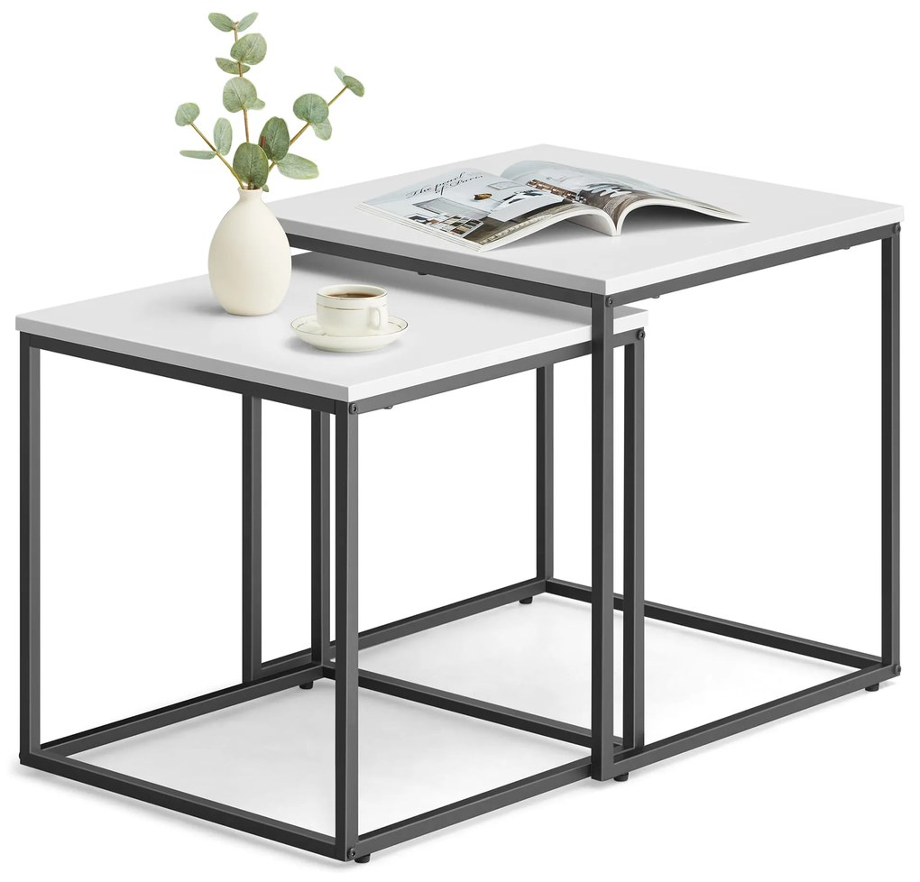 Dekorstudio Set 2ks kávových stolíkov - Biele / čierne nohy