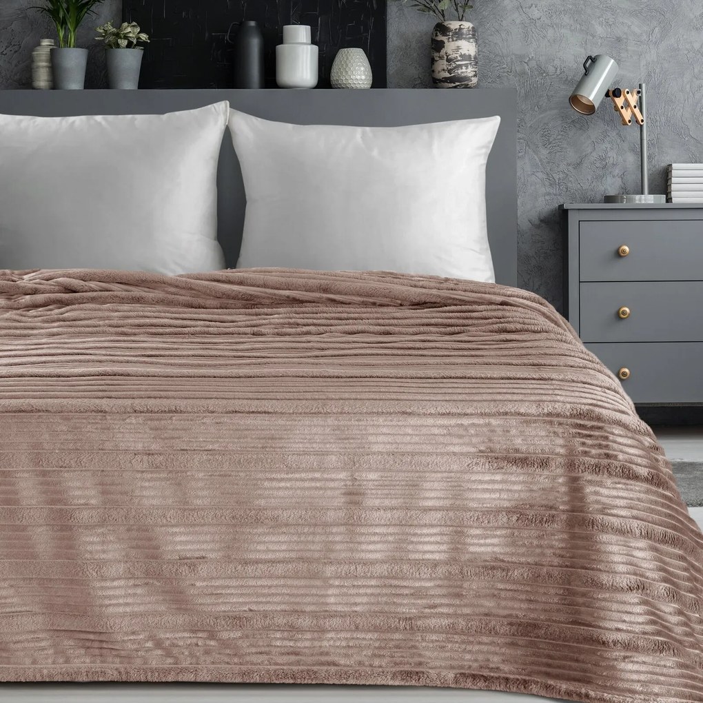 FLANELOVÁ DEKA NINA 150X200 CM PUDROVÁ