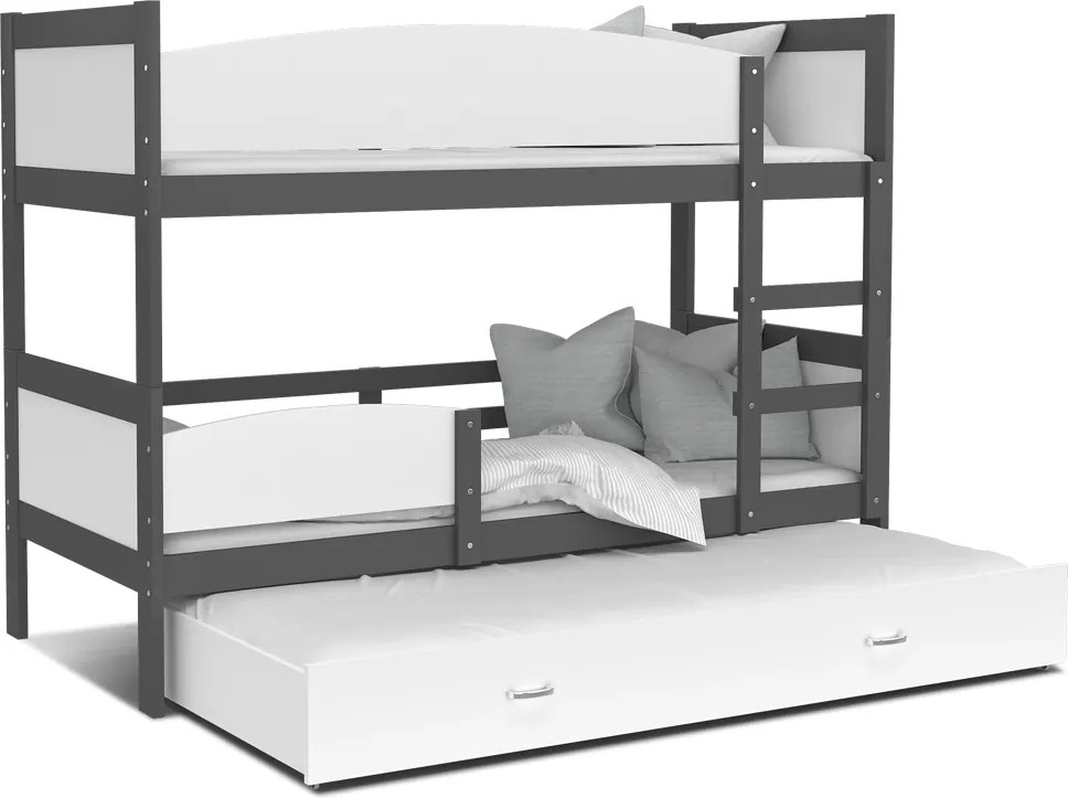 GL Poschodová posteľ s prístelkou Swing 3 grafit MDF 190x80 Farba: Biela