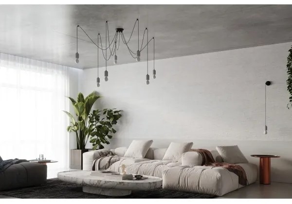 Sollux  SL.1162 - Luster na lanku NESO 7xE27/15W/230V pavúk betón