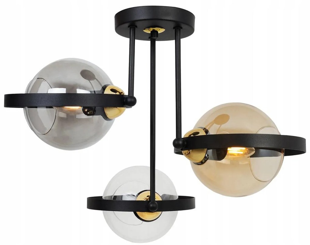 Stropné svietidlo Haga Ring, 3x sklenené tienidlo (mix 3 farieb), (výber z 3 farieb uchytenia)