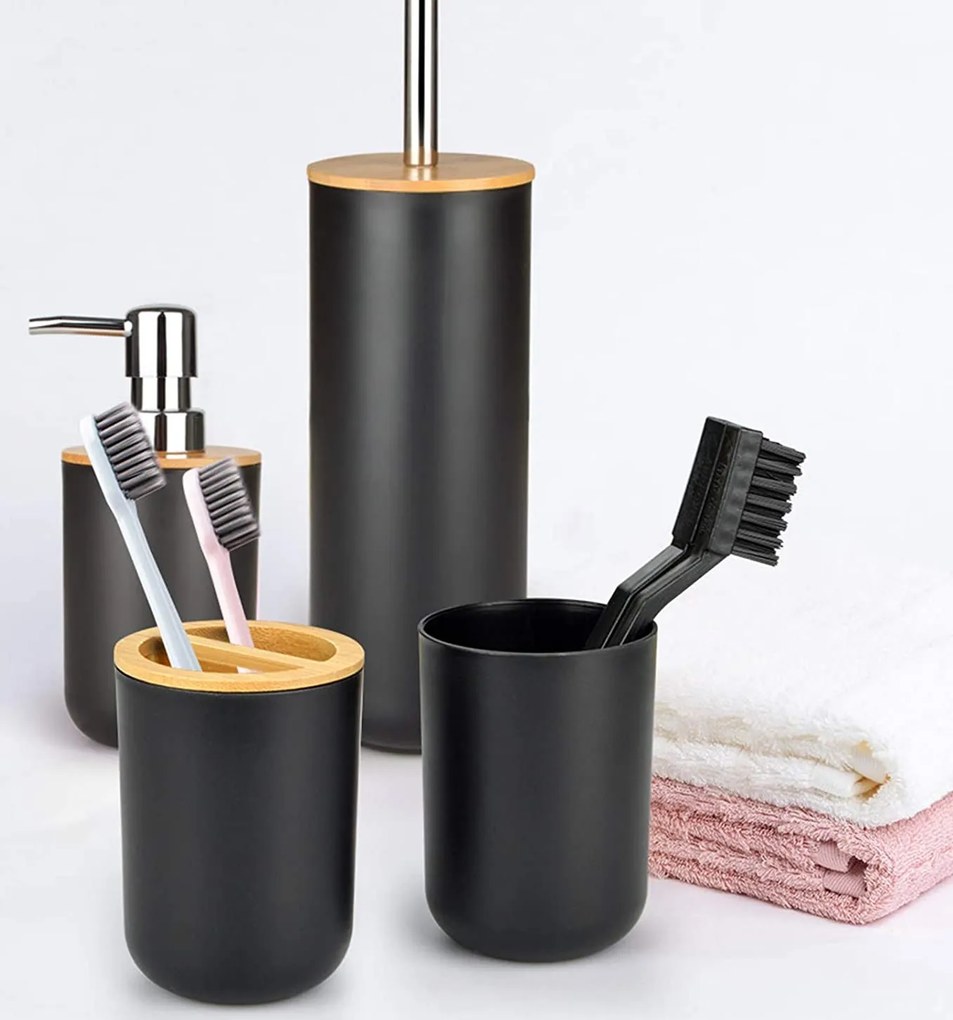 Súprava kúpeľňových doplnkov v čiernej farbe TIMOR