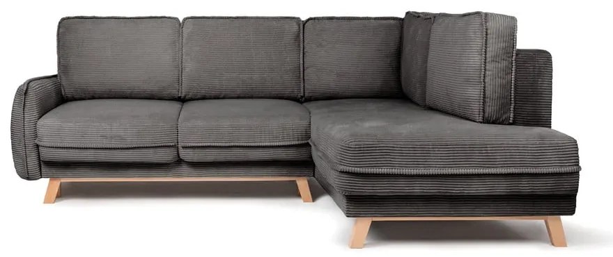 Sivá menčestrová rozkladacia rohová pohovka (pravý roh) Tori – Bonami Selection