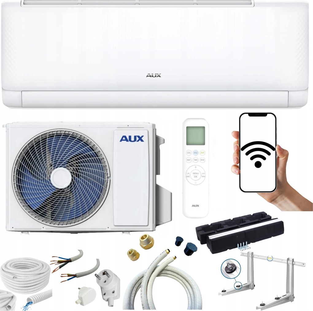 Nástenný klimatizátor Aux Q-Smart Eco 3,5 kW Wifi Hotová Montážna Sada