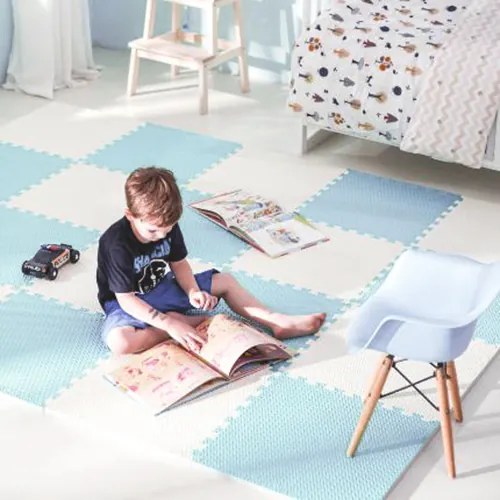 Ricokids veľká penová podložka na puzzle 60x60 cm 4 ks modrá a biela