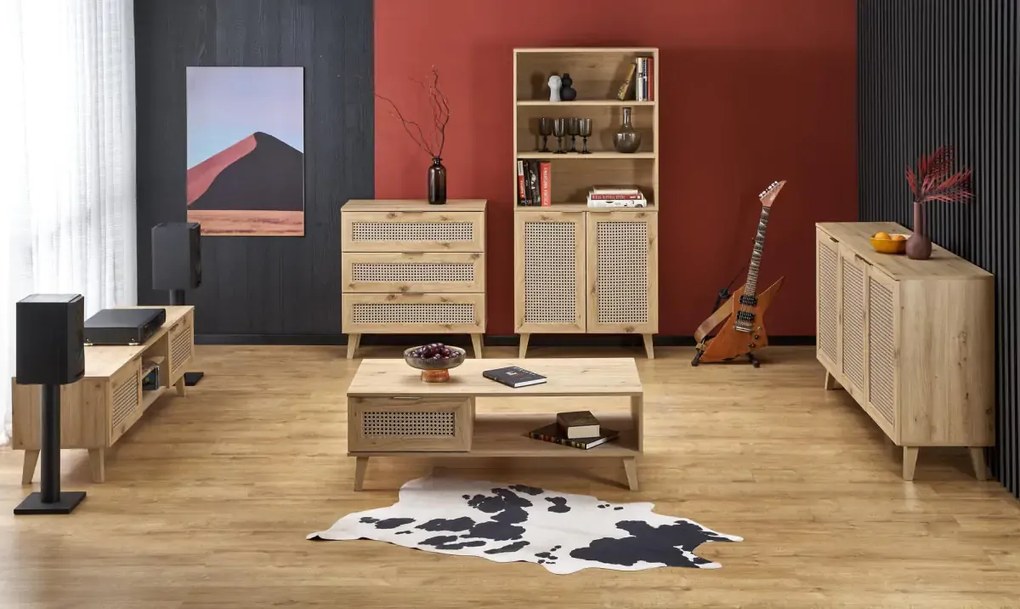 Komoda Borneo K 80 cm so zásuvkami dub artisan/čierna