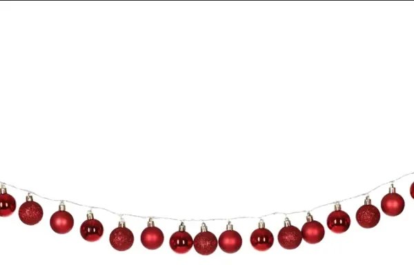 Vianočná svetelná reťaz s bankami 2m červená