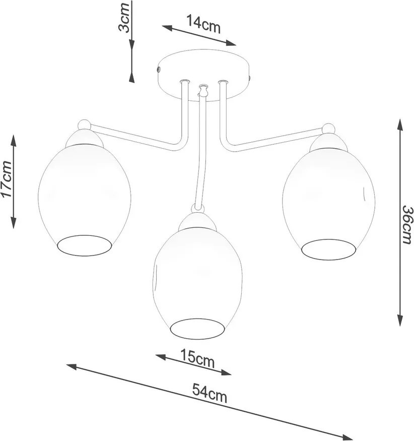 Čierne stropné svietidlo so skleneným tienidlom 54x54 cm Garten – Sollux