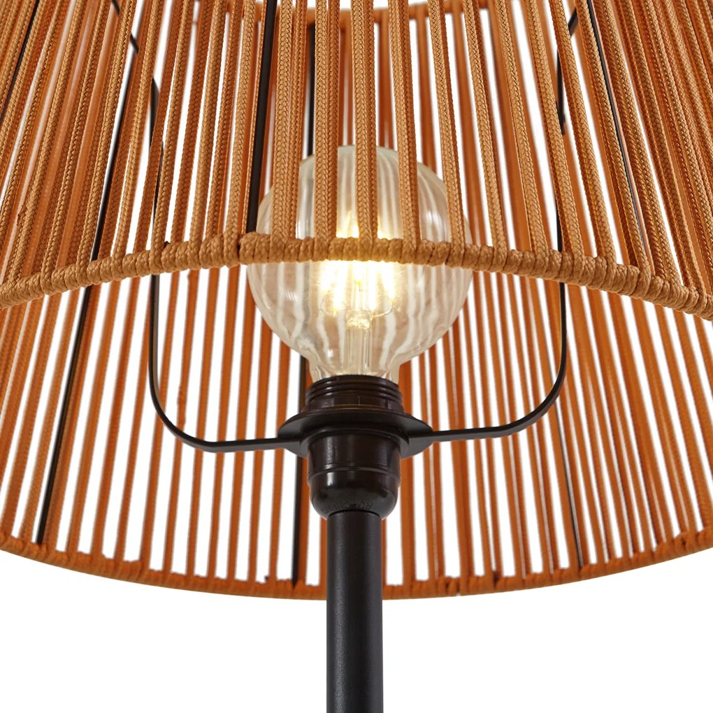Vonkajšia stojaca lampa čierna s oranžovým lanovým tienidlom IP44 - Virginia Jayla