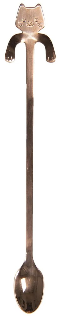 Úzka dlhá lyžička s mačičkou - bronzová - 3 * 20 cm