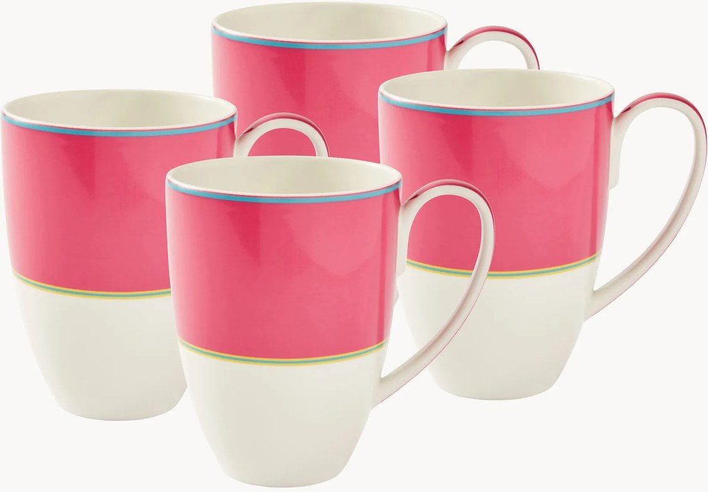 Porcelánové hrnčeky Calypso Pink, 4 ks