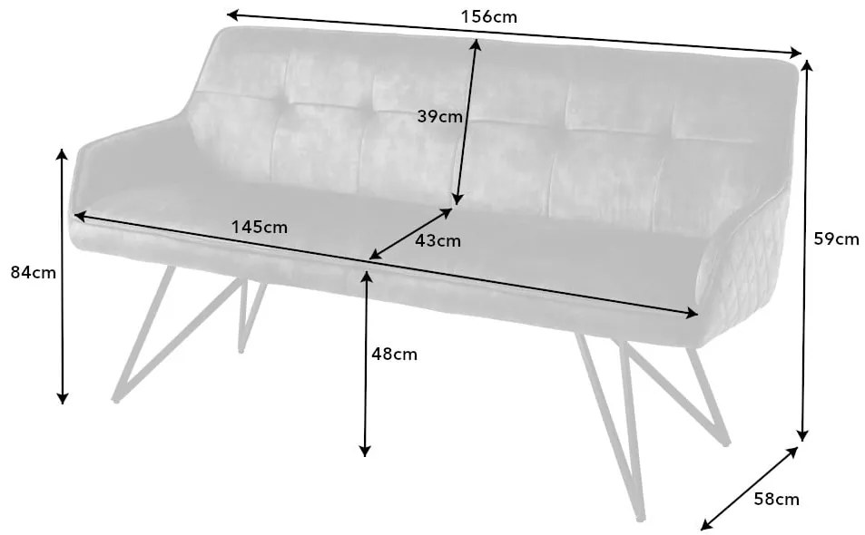 Lavica Euphoria 160cm tmavosivá zamat