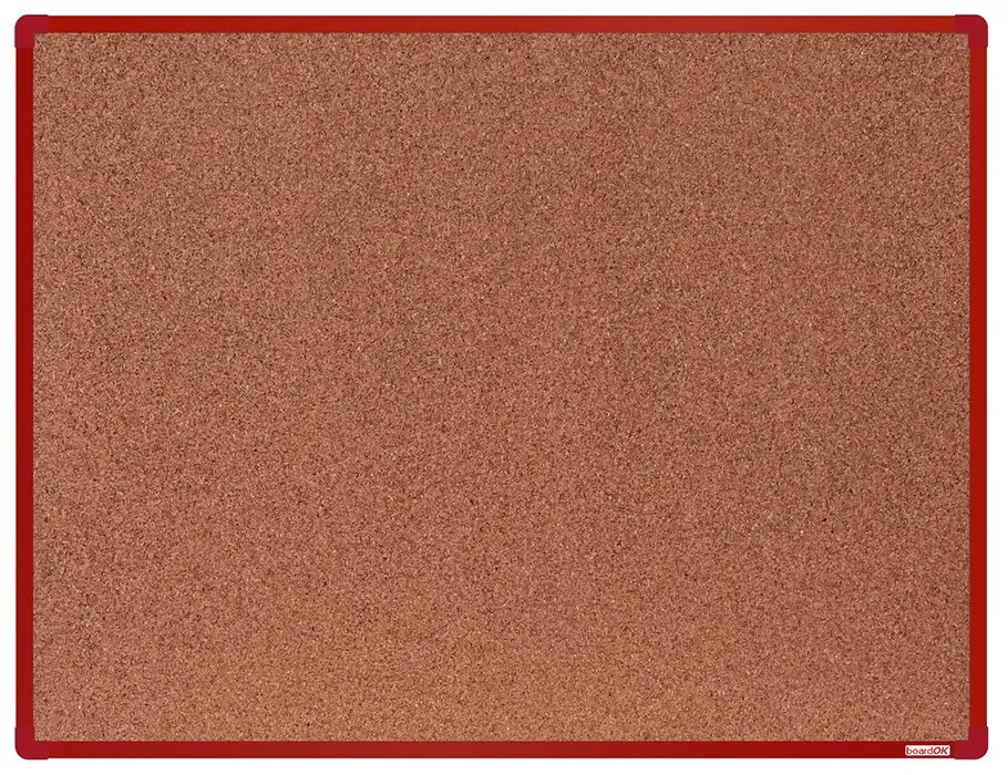 Korková nástenka boardOK v hliníkovom ráme, 1200 x 900 mm, červený rám